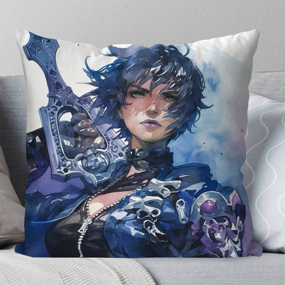 Kingdom Hearts Anime Aqua Pillow Case Fashion Square Pillowcase Bedroom Sofa Room Ins Decoration Leisure