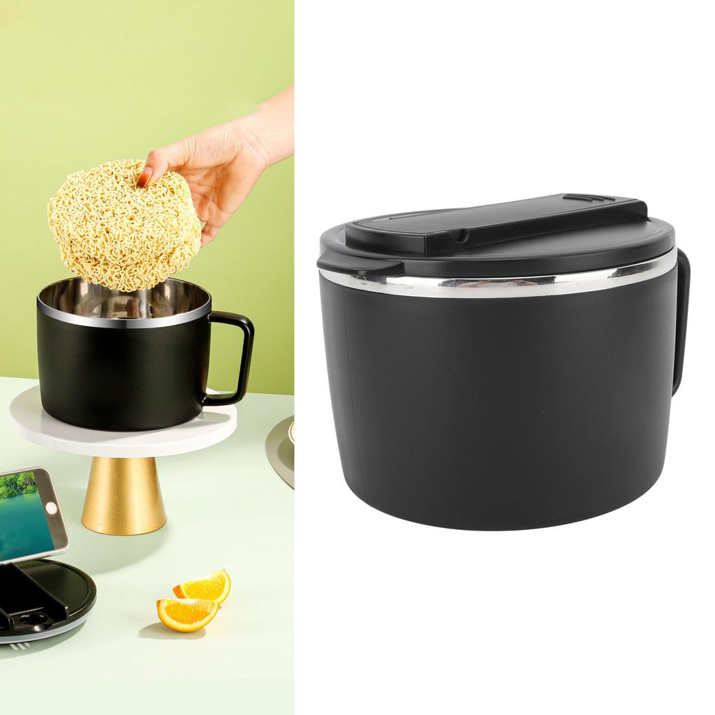 304 Edelstahl Instant-Nudelschüssel 1200ML Große Kapazität Nudelschüssel mit Deckel Isolierschüssel mit Stäbchen Löffel