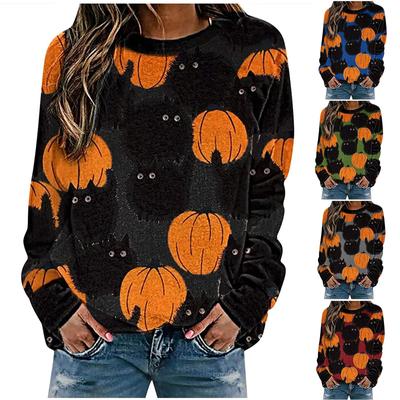 Halloween Fashion Women's Casual Long Sleeve Printed Ladies Sweatshirt Tops