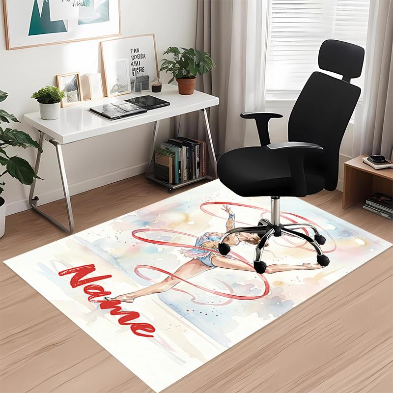 Custom Name gymnastics Printed Carpet, for Office Chair Living Room Bedroom Kitchen Room Decor Gifts.