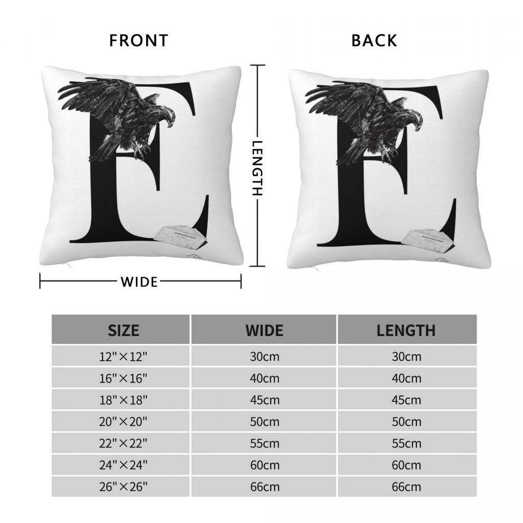 Golden Eagle E Initial Square Pillowcase Polyester Linen Velvet Pattern Zip Decor Pillow Case Room Cushion Cover