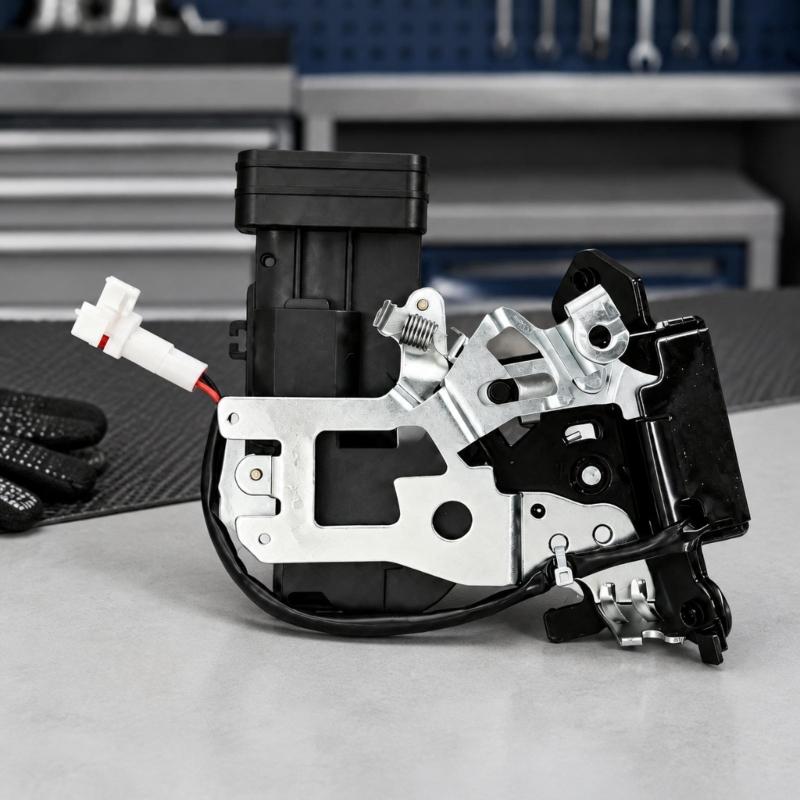 Lock Actuator Service Part 69150-0C010, 2001-2007 Application Reference, Rear Door Assembly with Bracket, Spring Mechanism, and Wire Lead