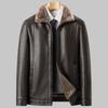 Leather Jacket Winter Men's Fur Integrated Thickened Business Casual Leather Jacket Middle-aged Dad Leather Jacket