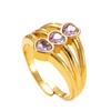 18K Gold Plated Open Ring: Luxury Retro Women's Stainless Steel Band with Inlaid Diamonds
