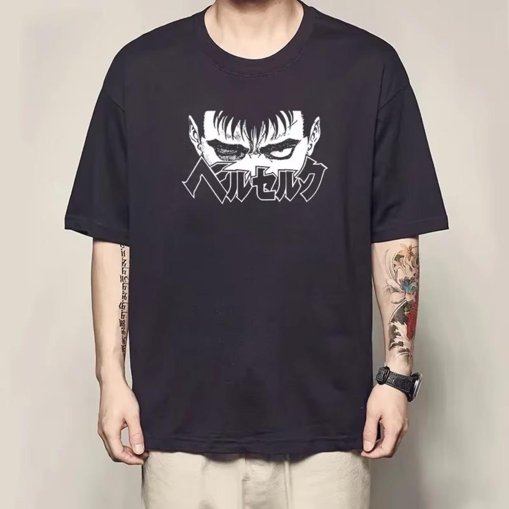 Japanese Anime Berserk Guts Funny T Shirt Men Cool Manga Graphic Short Sleeve Women 100%Cotton Harajuku Hip Hop Tees Y2k Tops