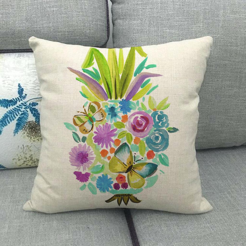 Adorable Flamingo Watercolor Flowers Digital Printing Short Plush Pillow Covers For Car Sofa Office Cushion Cover Home Goods