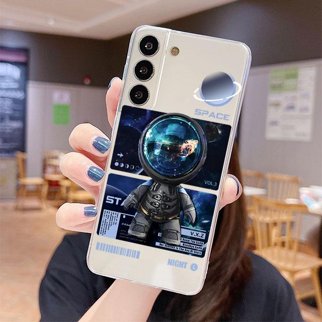 Transparente Hülle für Samsung Galaxy S22 S20 FE S21 S10 S9 Plus Note 20 Ultra 10 Lite 9 Weiche TPU Handyhülle Mechanischer Astronaut Weltraum