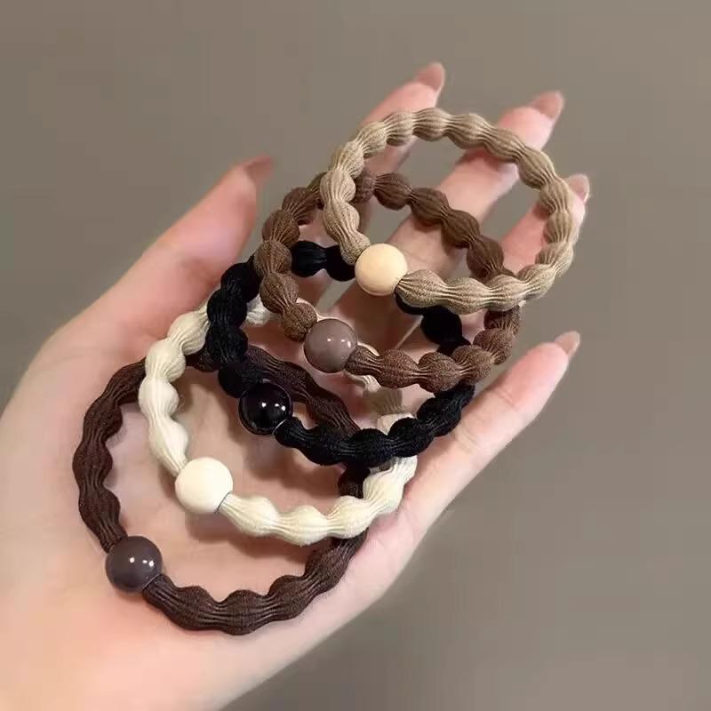 10-Pack Temperamental Bean Hair Ties - High Elastic Women's Ponytail Holders, Durable & Stylish.