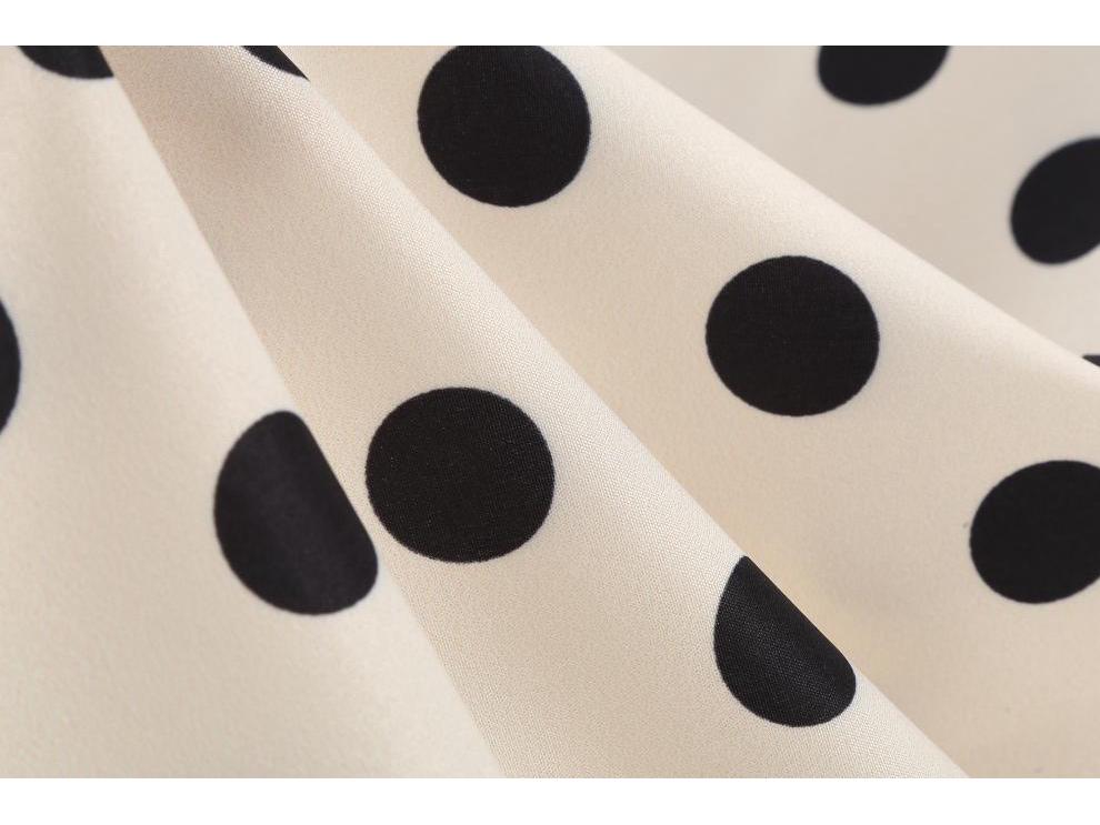 Polka Dot French Retro Hepburn Dress with Shirt Collar