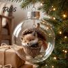 LED Transparent Christmas Balls Glowing Story Ornament, Light‑Up Mini Animals Hanging Ball Ornament with Warm Acrylic Gift Souvenirs Light,