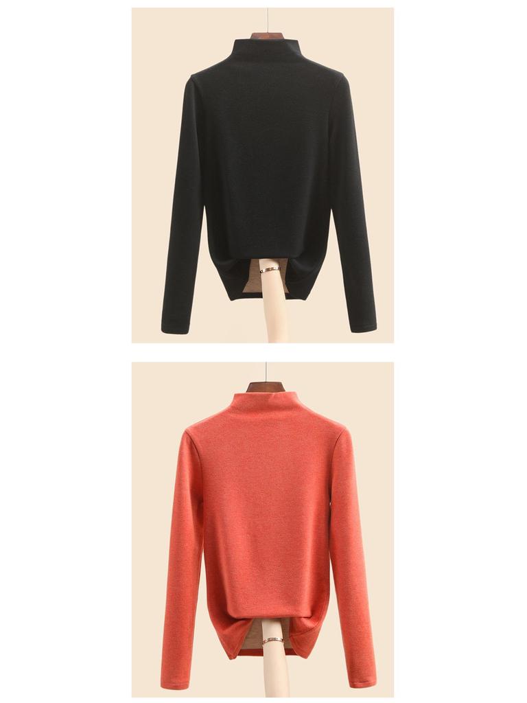 Women's Mulberry Silk Wool Fleece-Lined Warm Base Layer, Mid-High Neck, Autumn/Winter 2025 Collection