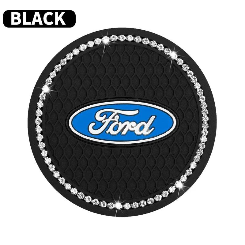 

New 2026 Car Sticker Car Rhinestone Cup Holder Drink Pad Anti-slip Mat Round Durable Coaster For Ford Ranger Focus Kuga Mustang