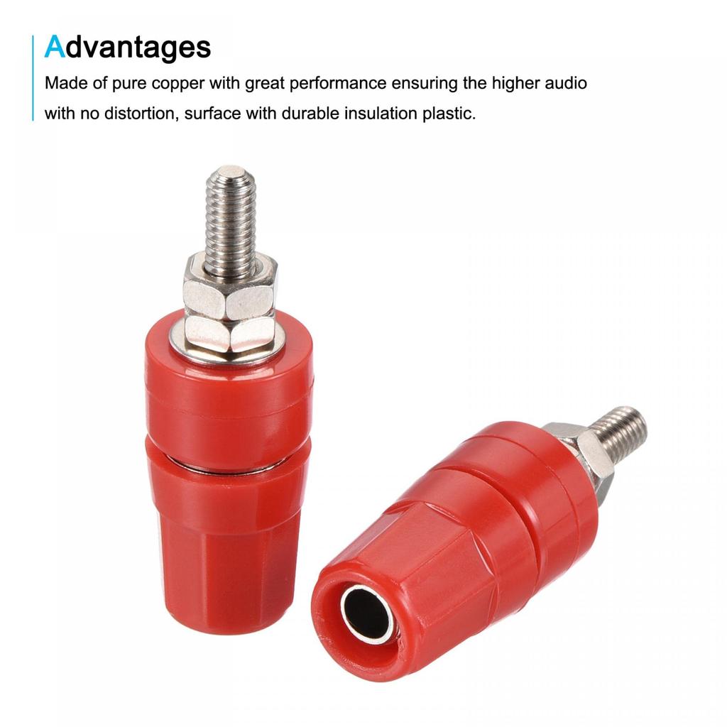 uxcell Terminal Binding Connector Terminal Banana Plug Speaker Posts, Bindings, Post-Amp Connectors, Jacks, Connectors, Red, 2-Pack