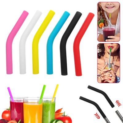 12pcs Silicone Material Straw Sleeves Reusable Straws Tips Multi-Color Food Grade Straws Covers Bendable Straw Accessories