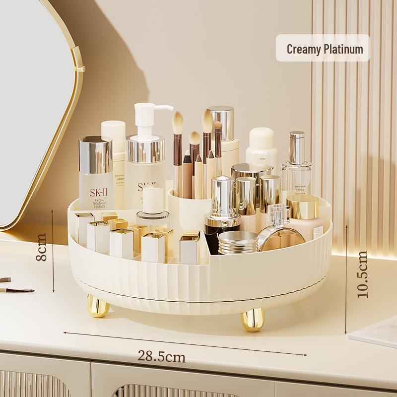 Rotating Luxury Makeup Organizer - Transparent Shelf for Bedroom or Dressing Table