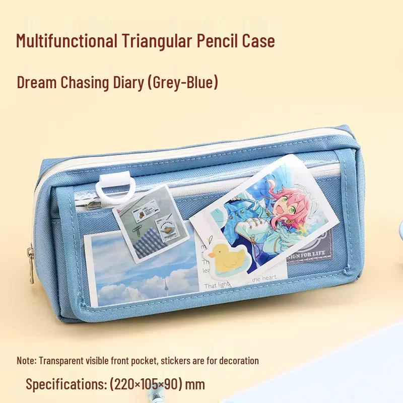 Lan Guo 2026 Transparent Triangle Multi-layer Large Capacity Student Pencil Case