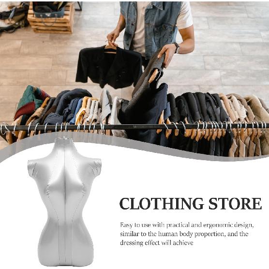 Female Mannequin Torso, 27'' Height Inflatable Half Body Model Shirt Form Display Soft Body Clothing for Upper Body Clothing Window Display Props