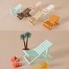 1 12 Mini Wooden Foldable Beach Chair Dollhouse Deck Chair Model Furniture for Kids DIY Backyard Scene Set