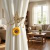 Metal Butterfly Sunflower Curtain Straps Hollow Butterfly Fabric Sunflower Curtain Tiebacks Adjustable Knitted Flower