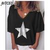 Women's Fashion Casual Short Sleeve V Neck Blouses & Shirts