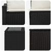 Sofa Set 8 pcs Black and Cream White Poly Rattan and Steel