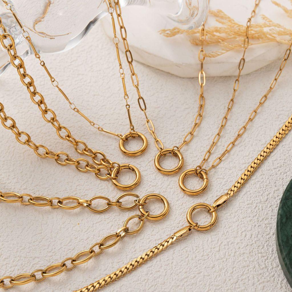 Stainless Steel Snake Chain Necklace With Gemstone Pendant For Women Fashion And Daily Wear