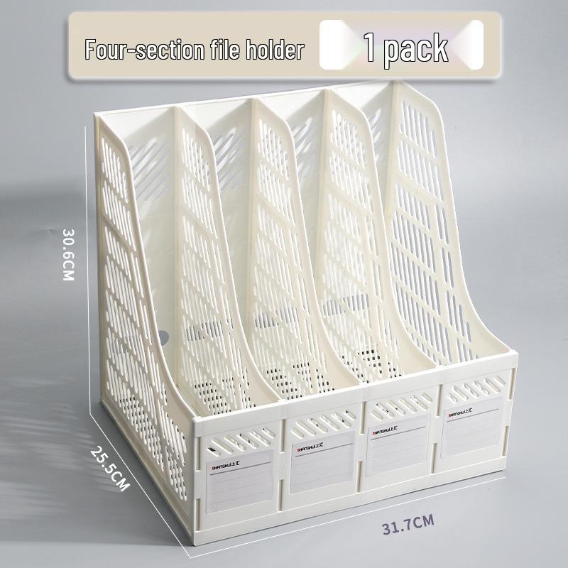 Desktop Four-Compartment File Organizer & Pen Holder with A4 Storage Box