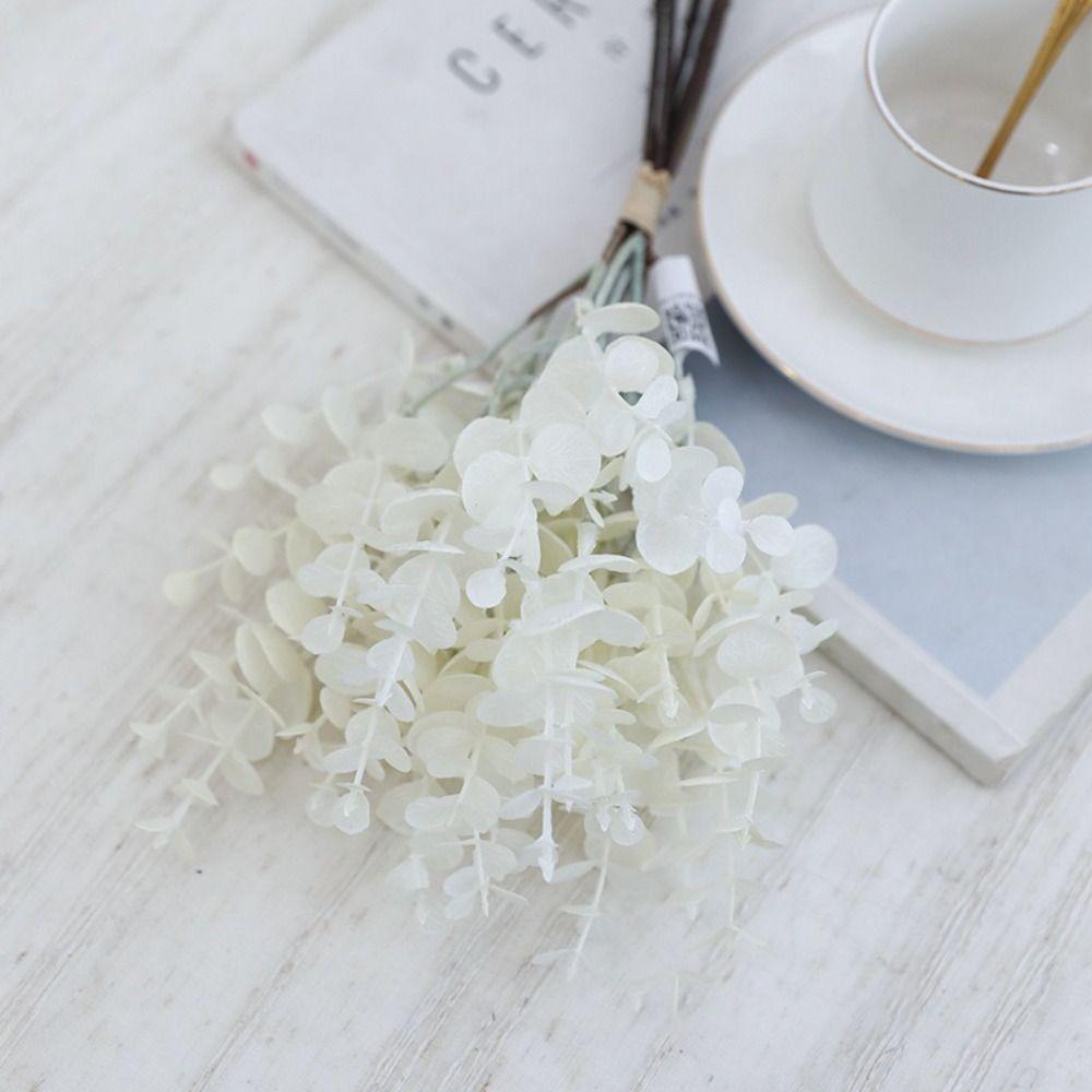 Plastic Material Artificial Eucalyptus Leaves Leaf Stems Fake Flowers Simulated Eucalyptus Flowers 6 Pieces Lot Bouquet Leaves