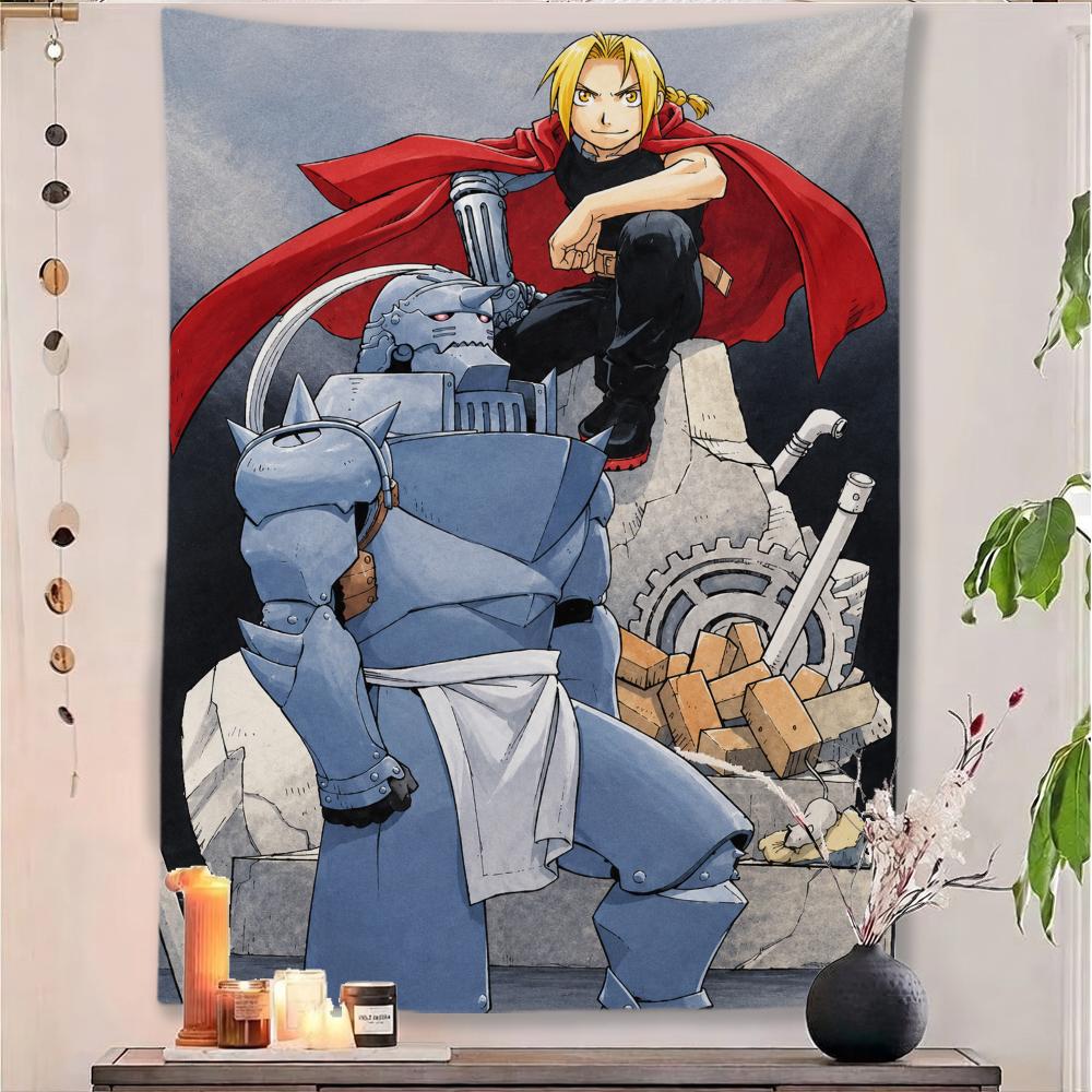 Fullmetal Alchemist Anime Tapestry All Characters Group Print Wall Hanging Background Cloth Bedroom Dorm Decor