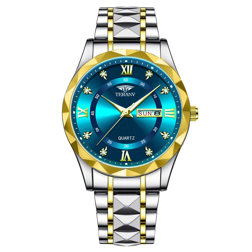 CQ429 Lässige Herrenuhr Kalender rautenförmig leuchtend wasserdicht einfache Quarzuhr Geschäftsuhr Geschenkuhren für Männer