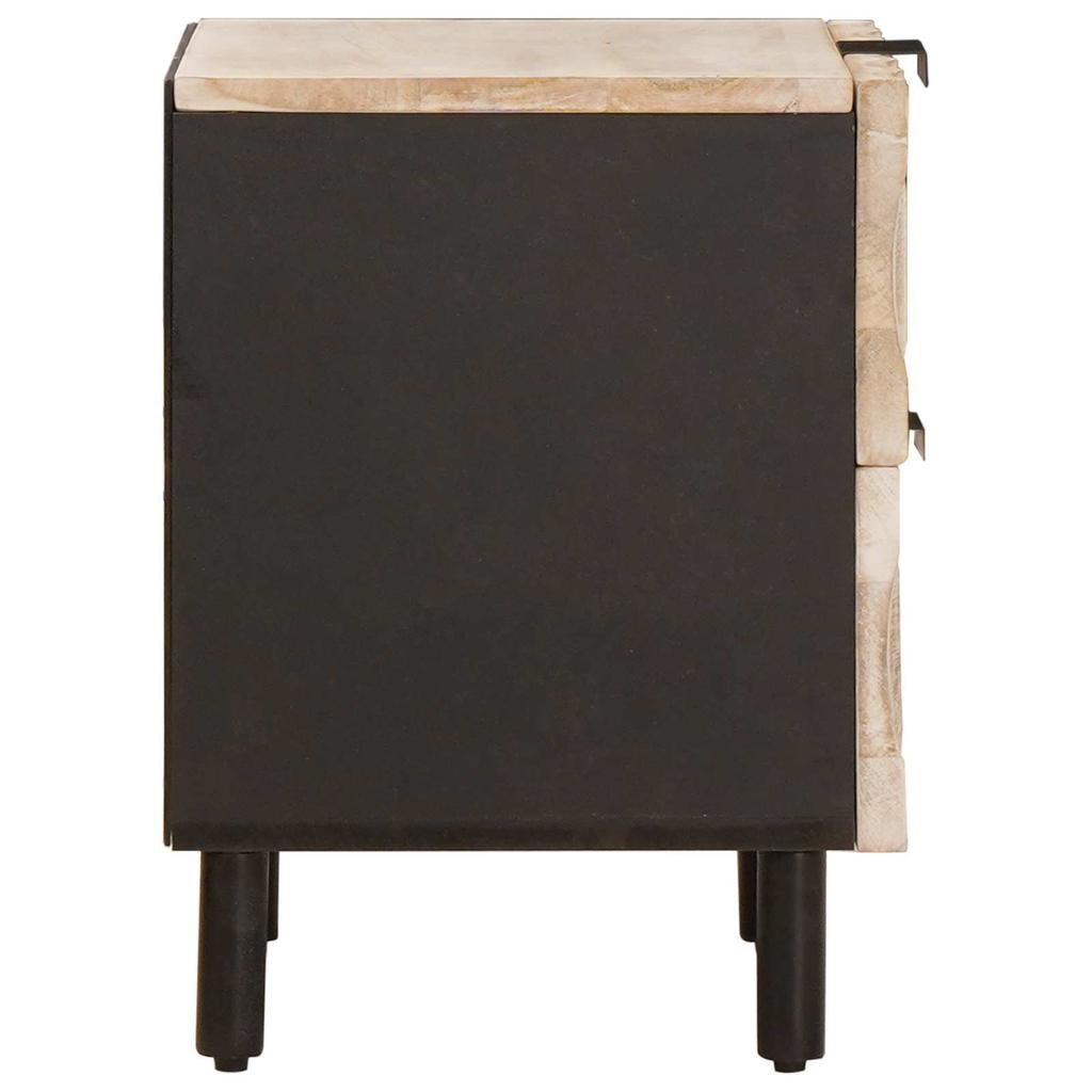 Nightstand with Drawers White 40 x 33 x 46 cm Solid Mango Wood