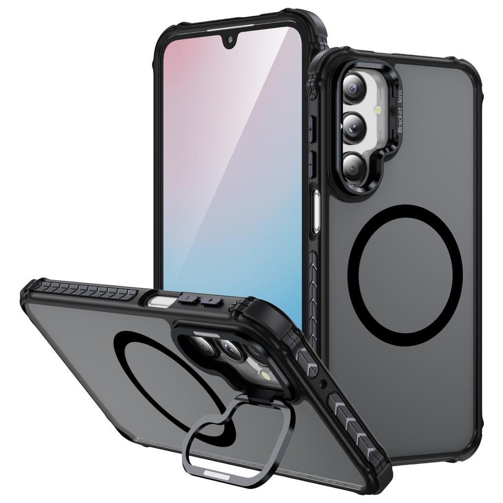 For Samsung Galaxy A16 5G Case with Lens Kickstand Matte Back Cover Magnetic Case