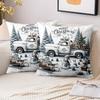 1 Pieces Christmas Snow Truck Rabbit Sled Pillow Covers Polyester Pillowcase, Sofa Decorative Cushion Cov Headboard Pillow