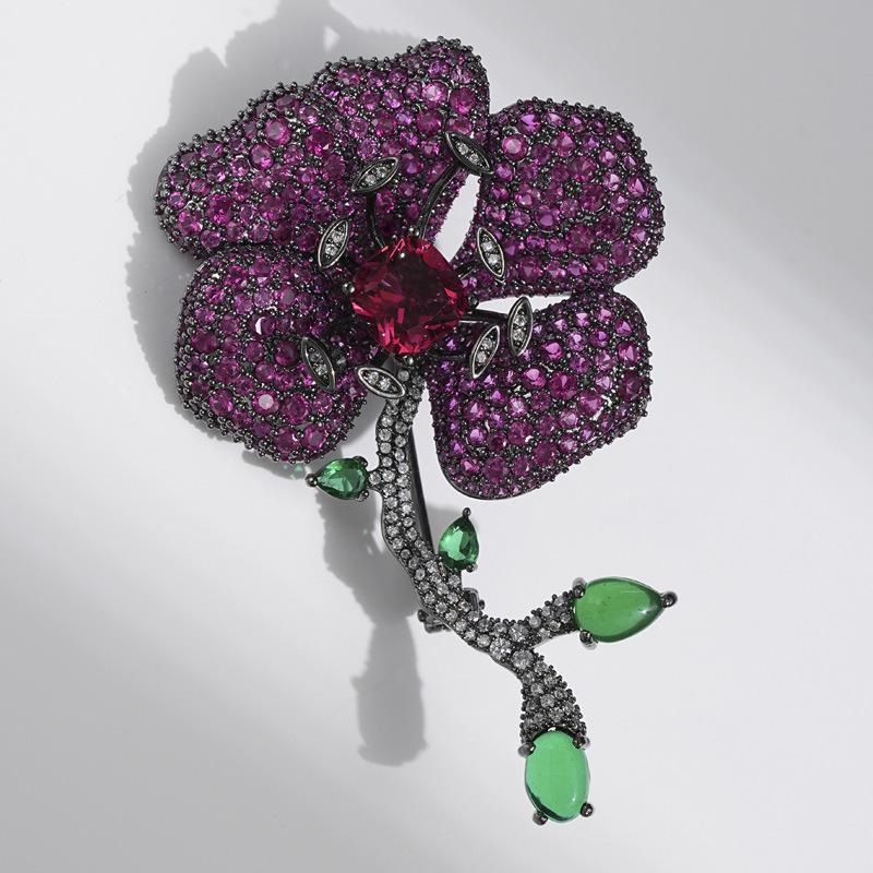 Elegant Zircon Rose Flower Brooch - Exquisite Begonia Pin Accessory