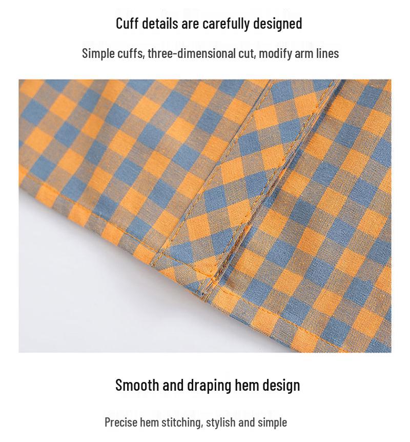 Elegant Plaid Long-Sleeve Shirt for Women Aged 50-60