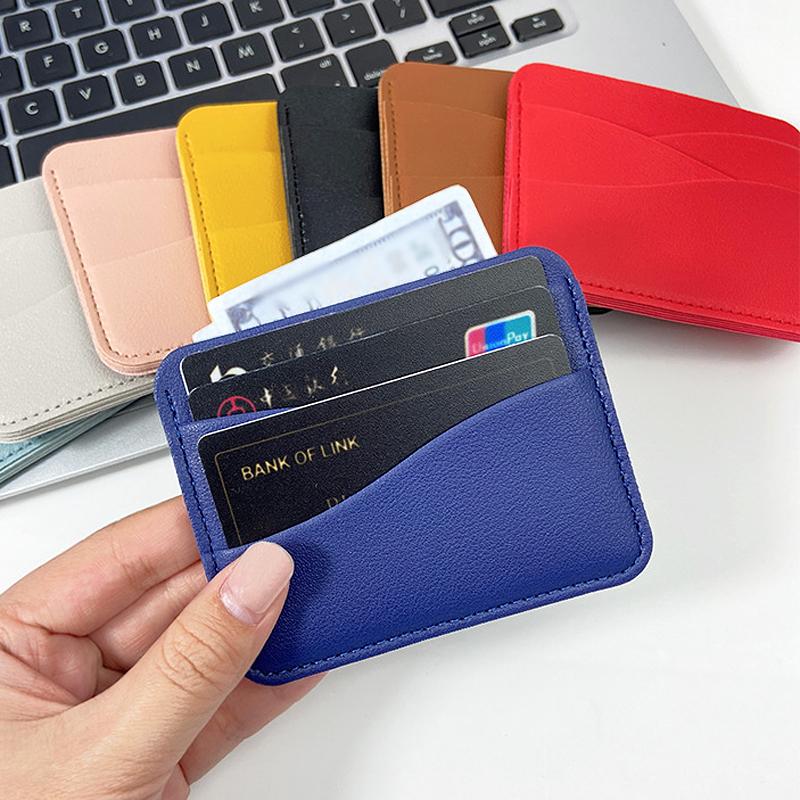 Fashion Wavy Leather Card Bag Women Men Ultra-thin 4 Slots Card Holder Soft PU Leather Bank Credit Card Case