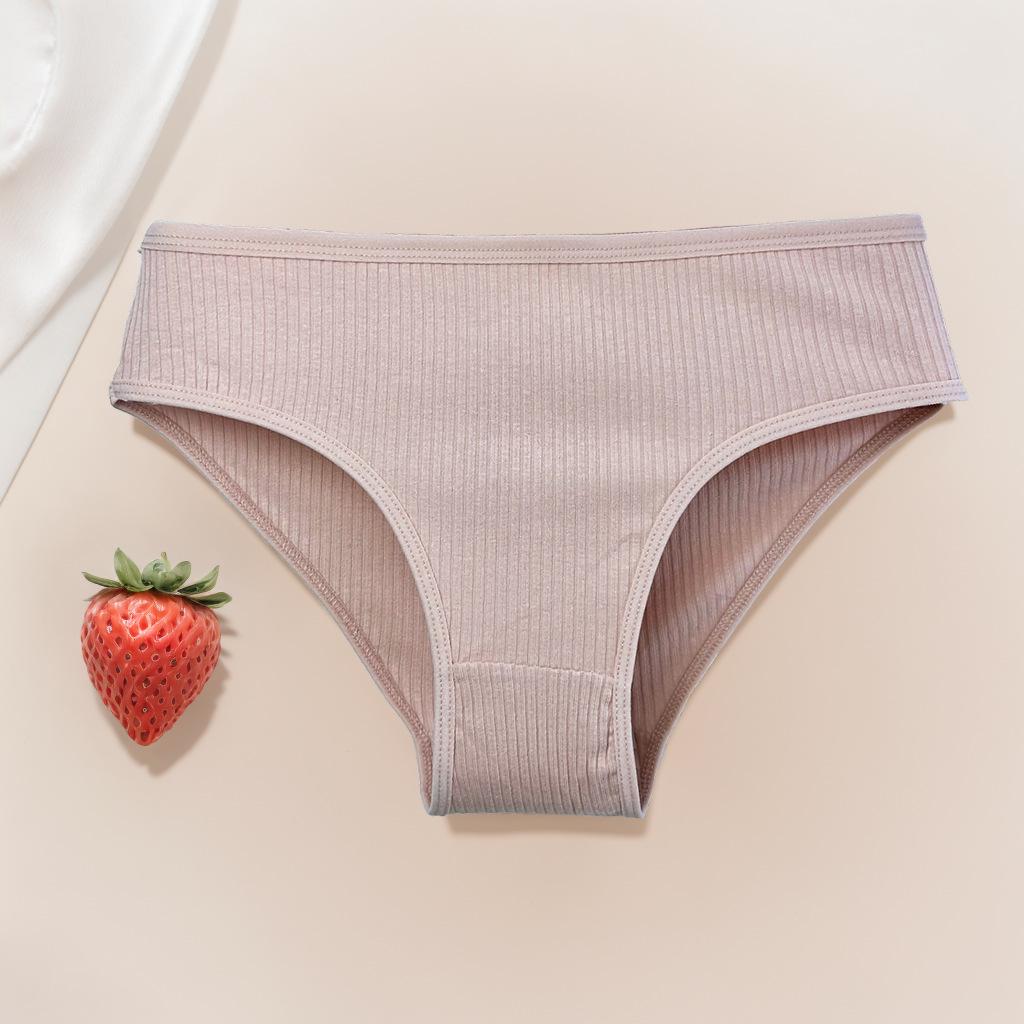 Dámské žebrované kalhotky z čisté bavlny - Prodyšné, k pokožce šetrné trojúhelníčkové prádlo