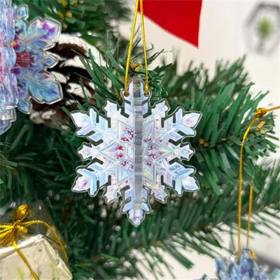 Christmas Tree Ornaments Butterfly Snowflake Love Three-dimensional Xmas Tree Star Pendant  Acrylic Hanging Ornaments