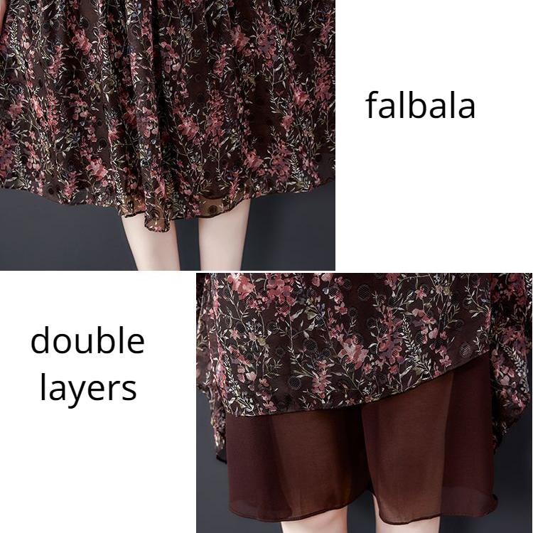 Summer Floral Dress Women's Plus Size Dress Mesh Long Chiffon Printed Dress