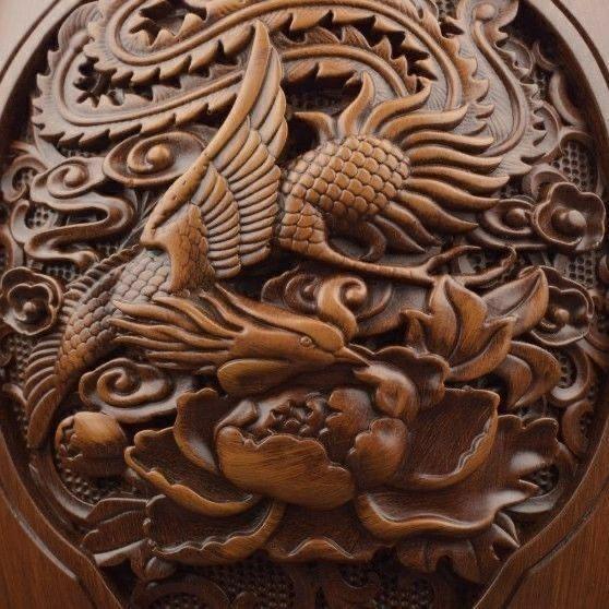 Dragon & Phoenix Auspicious Drum Stool: Handcrafted Chinese Ornament for Living Room, Office Gift, or Home Housewarming