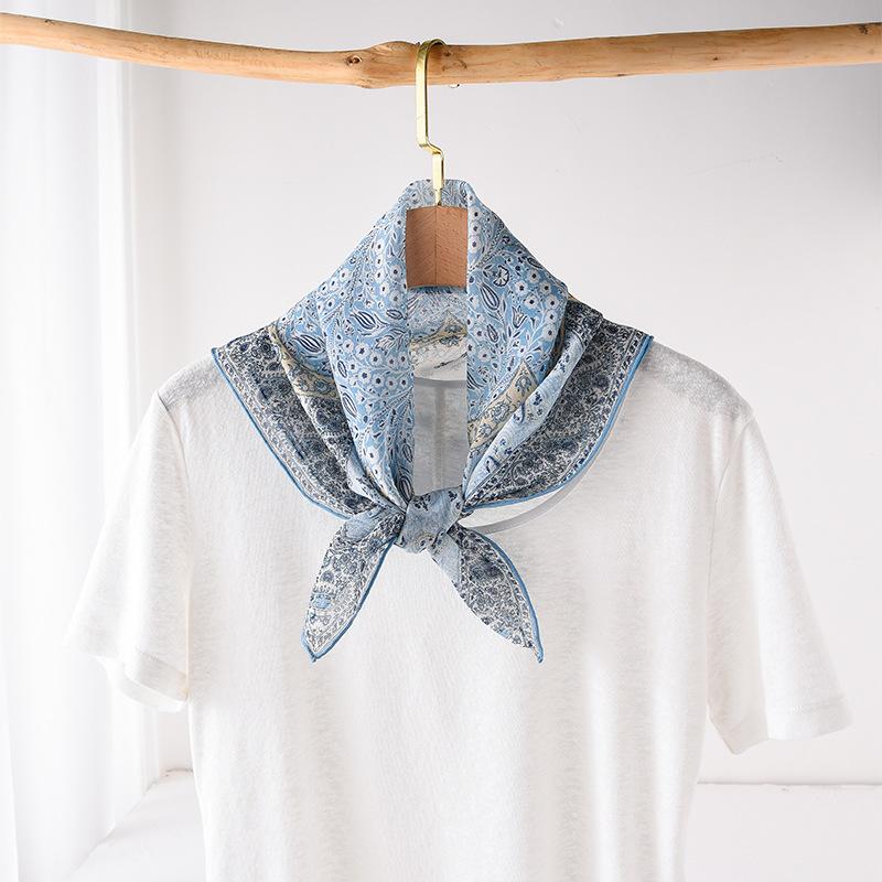 Spring and summer new French light luxury silk georgette silk scarf women's versatile fashion high-end mulberry silk square scarf shawl