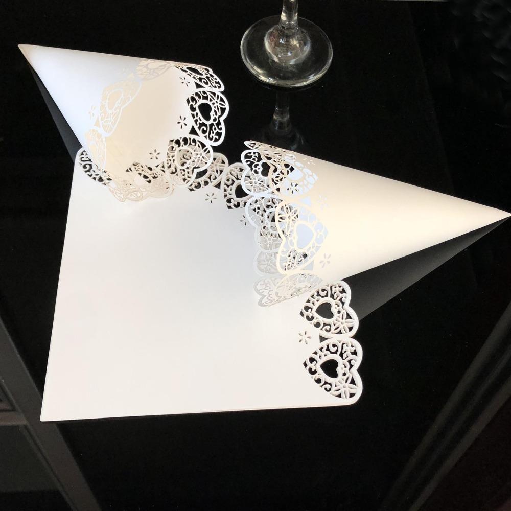 50pcs Laser Hollow Wedding Cones Wedding Decoration Petals Confetti Light Paper Cones