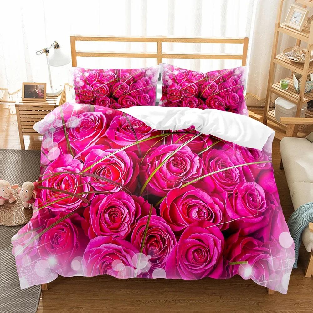 

Comforter 3D Bedding 2/3 Pcs Happy Valentine S Day Bedroom Set Beddings Red Rose Days Bedclothes Jogo De Cama Bed Set Hot Comforter (quilt)-EU Single(135*200cm)3pcs