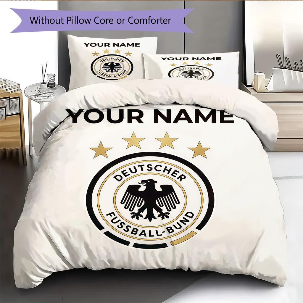 Custom Name,Germany Pattern Bedding Home Decoration Birthday Gift ( 1 Duvet Cover + 2 Pillowcase, Without Core),fan Merchandise.