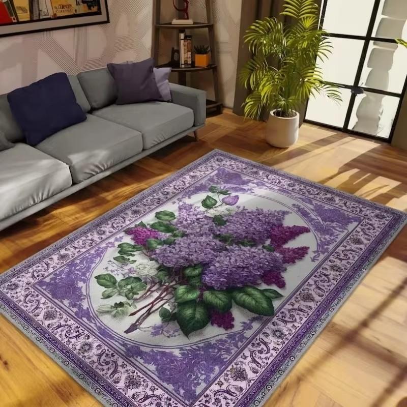 Floral Pattern Carpets Printed Living Room Mats Home Large Area Bedroom Retro Rug Retro Flannel Floor Rugs Kitchen Decoration