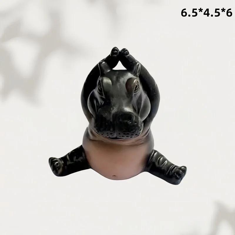 Cartoon Abstract Hippopotamus Resin Ornament Yoga Hippopotamus Crocodile Statue Home Office Desktop Ornament Decorative Item