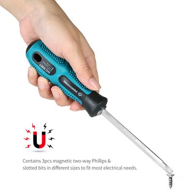 PENGGONG 4-teiliges multifunktionales isoliertes Schraubendreher-Set mit magnetischem Zwei-Wege-Schlitz und Kreuzschlitz