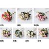 Dualswish European Vintage Bunga Hiasan Artificial Silk Rose Flowers 6 Head 4 Small Bud Bouquet Wedding Home Party Decoration