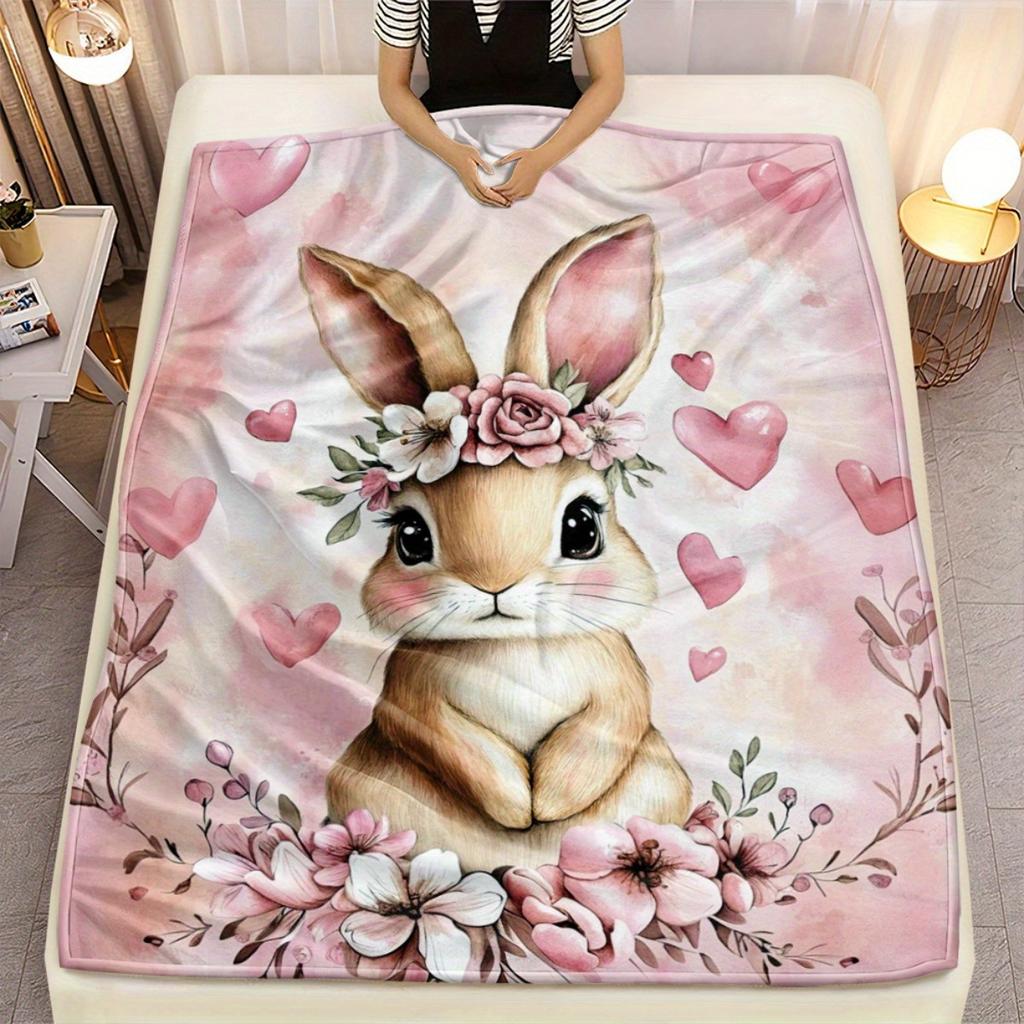 1pc of Adorable Rabbit-Themed Blanket - a Lightweight Bedding Accessory Perfect for Sofas, Beds, Travel, Camping, Living Rooms, Offices, And