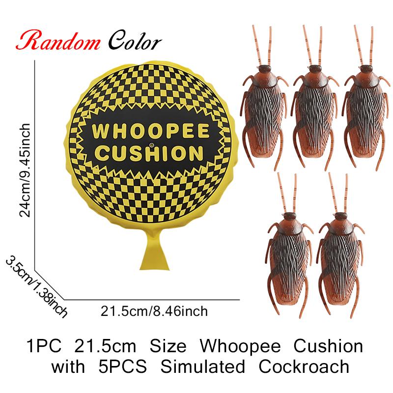 Whoopee Cushion Cockroach Set Random Color 1PC Prank Fart Pad 3 Size Available with 5PCS Decorative Bug Cockroach Party Gift ZYF